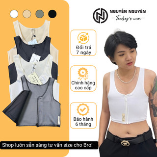 Áo Nịt Ngực Tomboy Gen Thun Không Viền Dây Khóa Kéo Trước Lót Ép Làm Nhỏ Ngực Tomboy  Thể Thao Gym Bigsize Nguyễn Nguyên