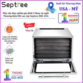 HÀNG CHÍNH HÃNG - Máy sấy thực phẩm gia đình 5 khay, hẹn giờ sấy khô tự ngắt. Thương hiệu Mỹ cao cấp Septree DBC-05A