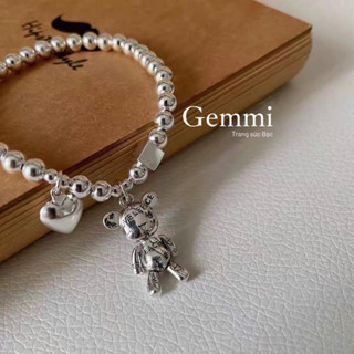  Lắc tay Bạc nữ hình chú gấu BearBrick dễ thương cá tính - Gemmi 