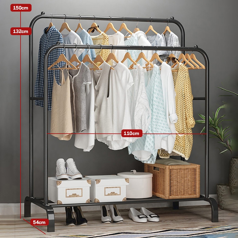 Giá Treo Quần Áo, Kệ Treo Đồ Thanh Đôi Chất Liệu Kim Loại Có Sơn Chống Han Gỉ Cao Cấp Tiện Lợi