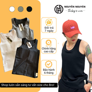 Áo Ba Lỗ Nịt Ngực Tomboy Dáng Dài Thun Trơn Cotton Trắng Đen Nam Tròng Cổ Thể Thao Gym Bigsize Form Suông  Nguyễn Nguyên