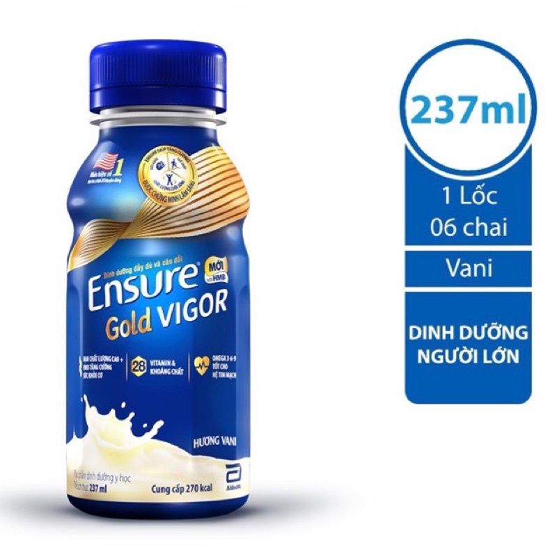 [HSD 01/2025] 1 lốc 6 chai sữa pha sẵn Ensure Gold Vigor/Original Vani