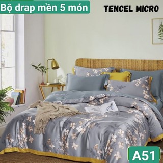 Bộ drap CÓ MỀN Tencel vải nhập Hàn Quốc đỉnh cao mát , mềm mại 5 MÓN { drap, mền và 3 áo gối}