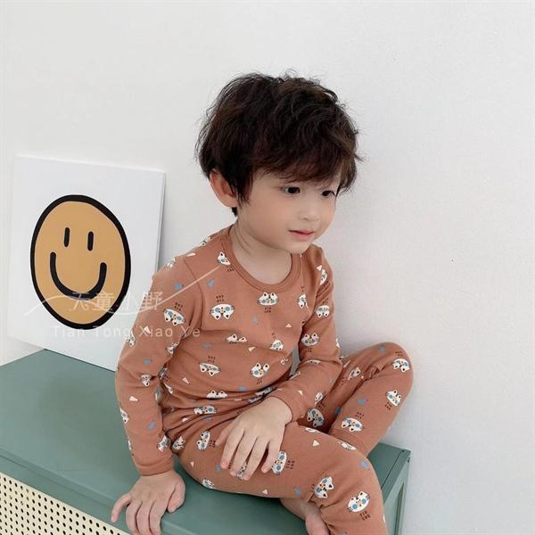 [ Size 100 ] Đồ Ngủ Cho Bé Trai Cotton Họa Tiết Hổ Màu Nâu - Hogi Kids