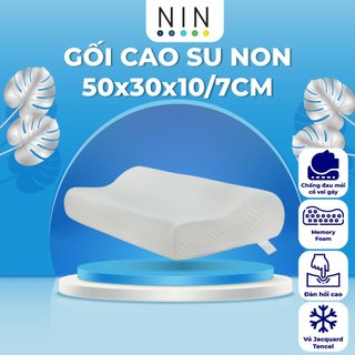 Ruột gối nằm cao su non NIN House điều chỉnh độ cao thấp 50x30x10/7cm | Công thái học, lượn sóng, hỗ trợ cổ vai gáy