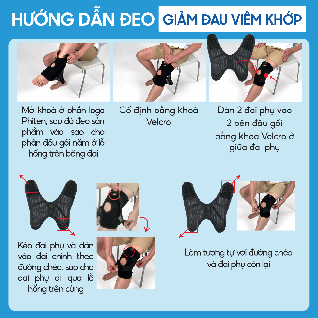 Đai cố định đầu gối loại cứng Phiten knee supporters hard type AP164003/AP164004/AP164005