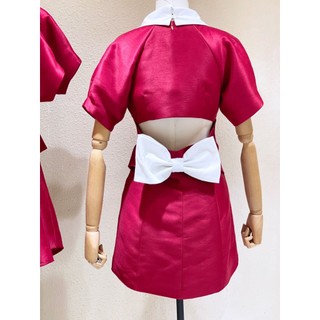 Đầm thiết kế cổ vest phối nơ lưng D477