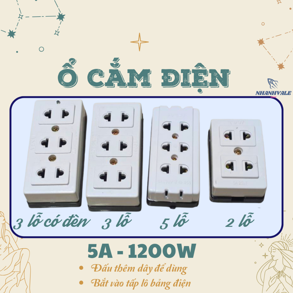 [Giá Tốt Nhất] Ổ Cắm Điện Không Dây 2 - 3 - 5 Lỗ Cắm 1200W