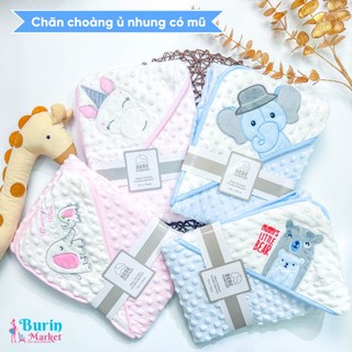 Chăn choàng ủ nhung có mũ, chăn đa năng Bebe Comfort kích thước 75x75cm- Burin Market