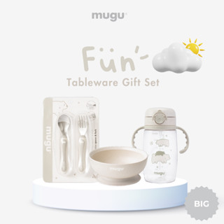 [SIZE TO] Bộ Dụng Cụ Ăn Dặm 3 Món mugu Cho Bé Cao Cấp Gồm Bình Nước, Bát, Thìa Dĩa Giúp Con Dễ Tập Xúc Thức Ăn