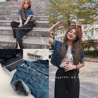 Áo sơ mi bò nữ nắp túi cổ bẻ thời trang hottrend #01