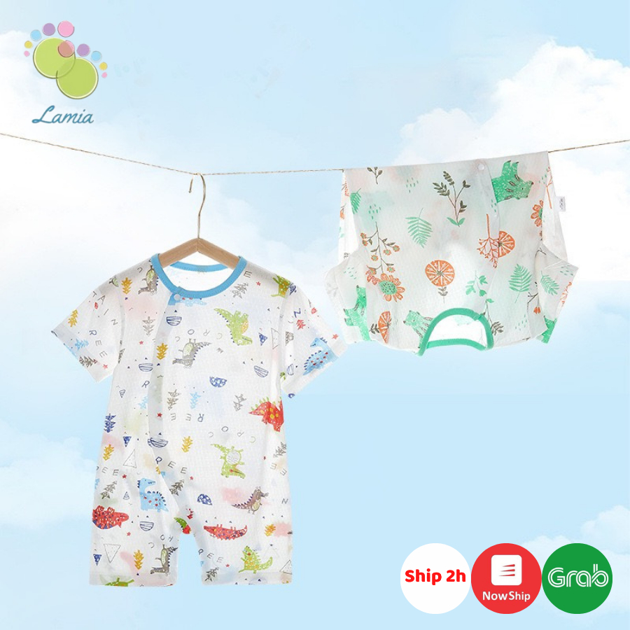 Bộ đồ sơ sinh mùa hè cộc tay body đùi chất cotton thông hơi mỏng mát cho bé trai bé gái sơ sinh 𝟓𝟏𝐁𝐃