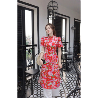 Set áo dài cách tân vải Gấm Hoa cao cấp thiết kế Zomi