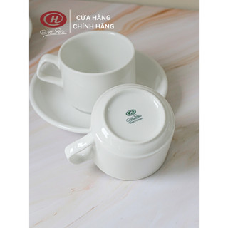 Tách sứ, dĩa lót cafe trắng trơn - minh châu - vỡ 1 đổi 1