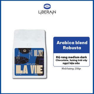 (No.202) Cà phê pha máy espresso Liberain 202 - 250gr - Gu vị truyền thống, vị chocolate, hậu ngọt
