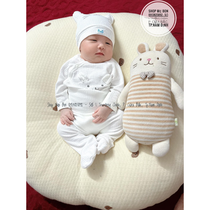 Bộ Baru sơ sinh nỉ liền bao tay chân và bo tay chân