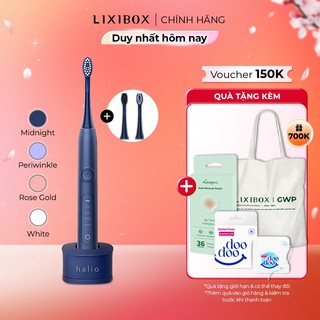 Combo bàn chải điện làm trắng răng halio sonic pro midnight blue & set 2 đầu bàn chải