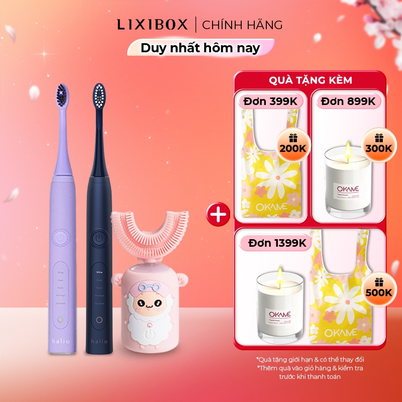 Combo Gia Đình - 1 Bàn Chải Điện Chữ U Cho Bé và 2 Bàn chải điện Halio PRO