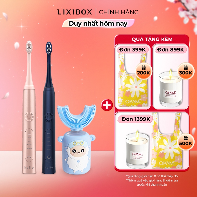 Combo Gia Đình - 1 Bàn Chải Điện Chữ U Cho Bé - Blue và 2 Bàn chải điện Halio PRO