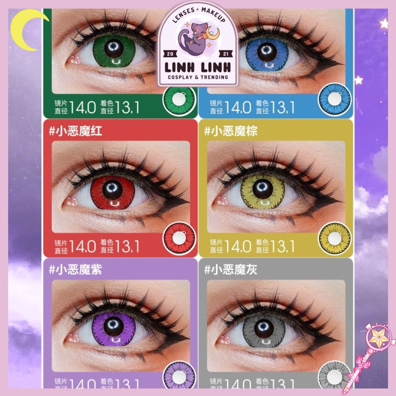 1 Cặp Lens Demon Đủ Màu 0 Độ Cosplay