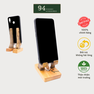 Đế Điện Thoại Gỗ Có Khe Cắm Dây Sạc, chất liệu 100% Gỗ tự nhiên, sang trọng, vật dụng văn phòng trên bàn làm việc