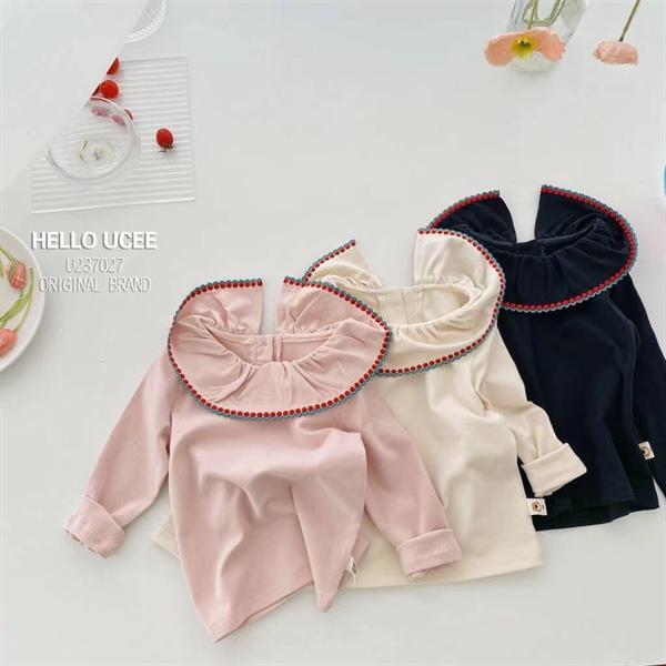Áo Cho Bé Gái Vải Cotton Cổ Vạt Xinh Xắn Màu Be/Hồng - Hogi Kids