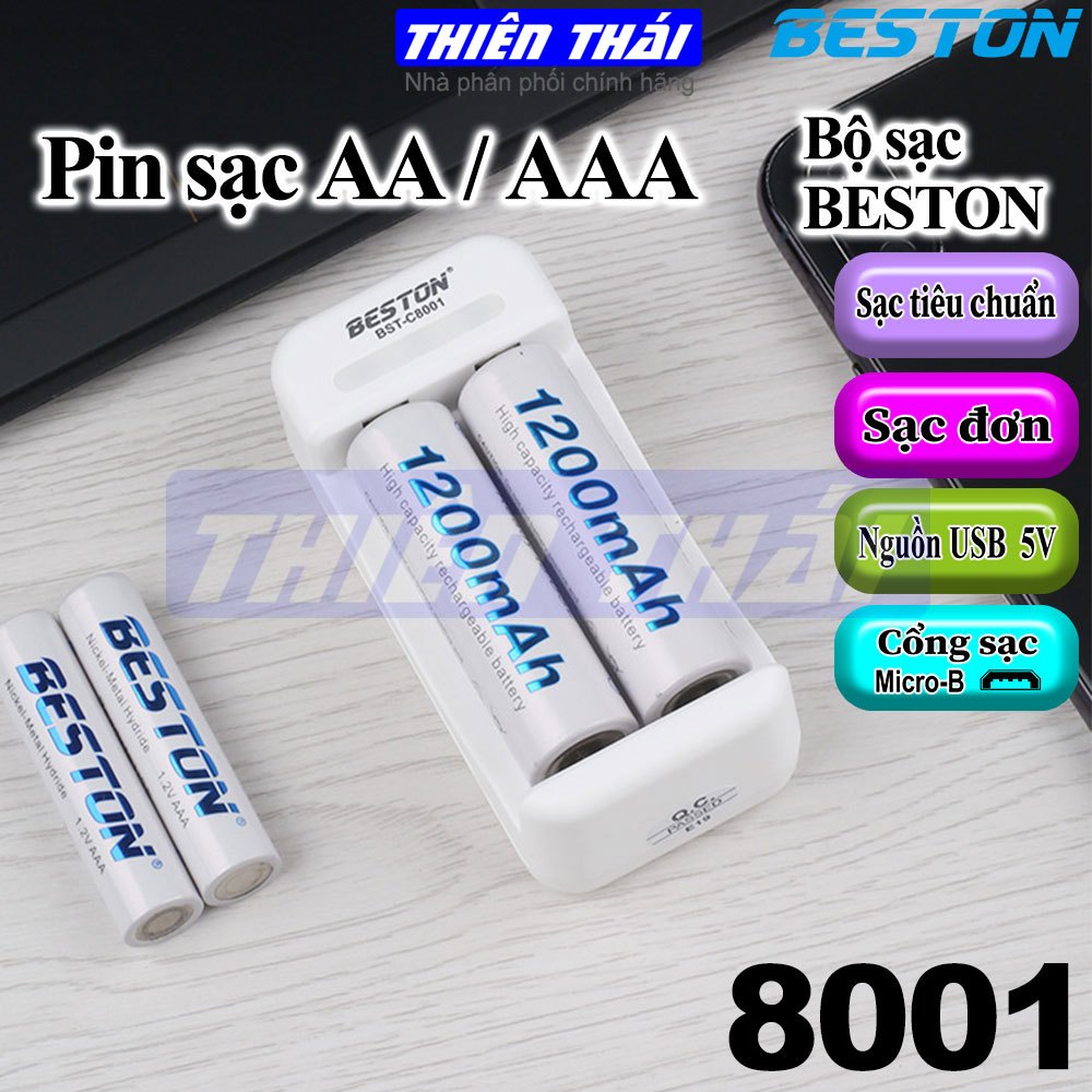 pin sạc BESTON,bộ sạc BESTON BST-C8001,pin sạc AA3300mAh,AAA1300mAh,pin sạc 1.2V,(8001,3300,1300),pin sạc chính hãng
