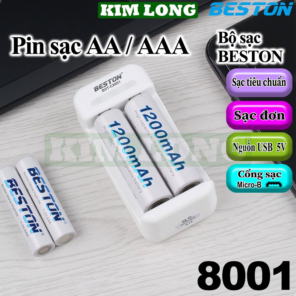 pin sạc BESTON,bộ sạc BESTON BST-C8001,pin sạc AA3300mAh,AAA1300mAh,pin sạc 1.2V,(8001,3300,1300),pin sạc chính hãng