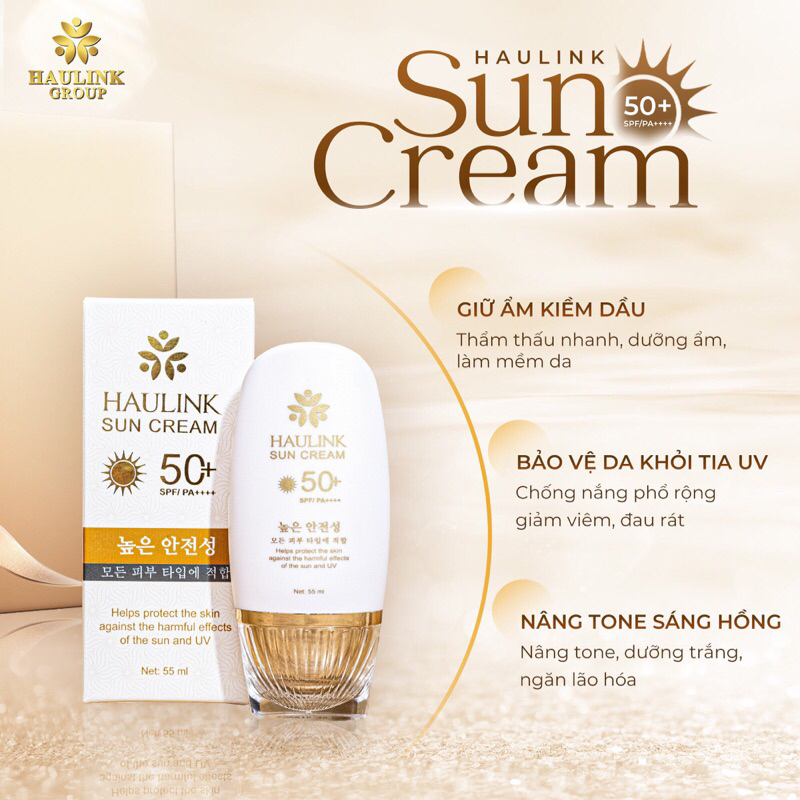 KEM CHỐNG NẮNG HAULINK SUN CREAM COSMETICS NÂNG TÔNG DƯỠNG SÁNG MỊN DA