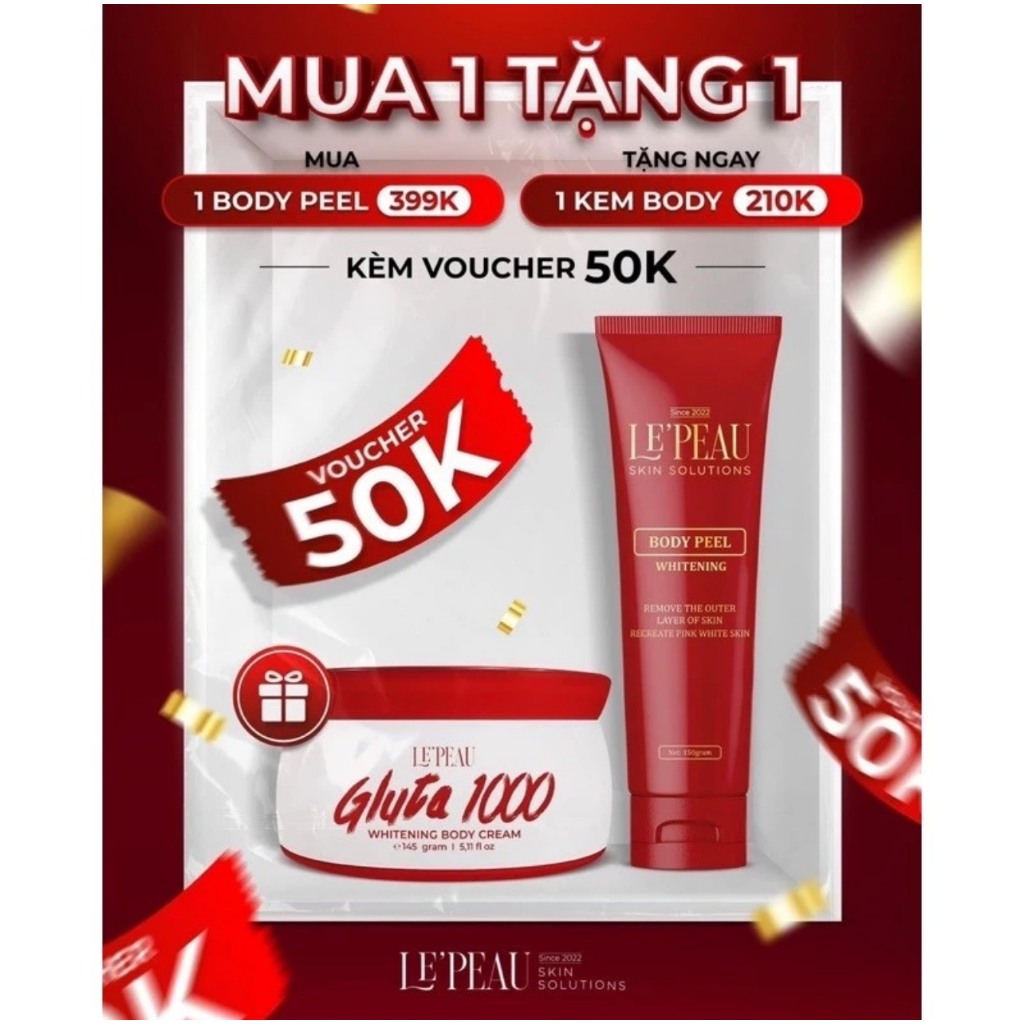 Peel da body retinol LEPEAU, kem tái tạo bong da body chính hãng, kích trắng, tắm trắng, dưỡng ẩm