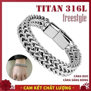 [Hàng đẹp] Vòng đeo tay/lắc tay nam dây xích bằng thép titan 316L cao cấp khóa cài nam châm đảm bảo chất lượng tuyệt đối