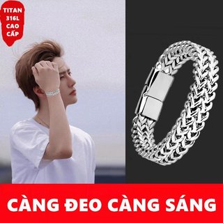 [Hàng đẹp] Vòng đeo tay/lắc tay nam dây xích bằng thép titan 316L cao cấp khóa cài nam châm an toàn đảm bảo chất lượng