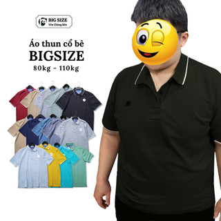 Áo thun Bigsize 80kg - 110kg cổ bẻ áo polo size to ngoai cỡ thun cotton mát co giãn cho nam | PH BIGSIZE | A68