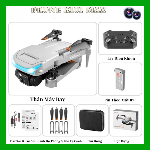 Flycam K101 Max, Cảm Biến Tránh Chướng Ngại Vật 3 Chiều, Định Vị Luồng Quang Học, Chụp Ảnh 4K Hình Ảnh Sắc Nét | BigBuy360 - bigbuy360.vn
