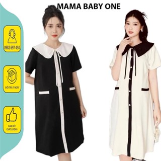 ĐẦM BẦU CÔNG SỞ DỰ TIỆC THIẾT KẾ V727 BABY DOLL DÁNG SUÔNG CỔ SEN SANG