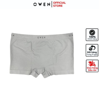 Quần lót nam đùi OWEN QLB232457 sịp xì boxer cao cấp màu xám nhạt chip xịn vải polyamide spandex siêu co giãn thấm hút