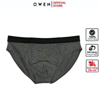 Quần lót nam tam giác OWEN QLR232439 sịp xì brief cao cấp màu xám đậm chip cotton spandex co giãn tốt thấm hút khô nhanh