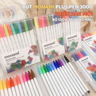 Bút Monami Plus Pen 3000 Phiên Bản Mới-Bút viết thanh đậm Bộ 12/24/36/48/60 Màu