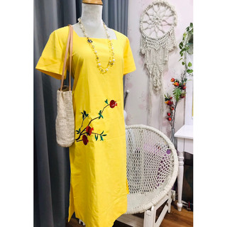 váy suông linen hoa thêu