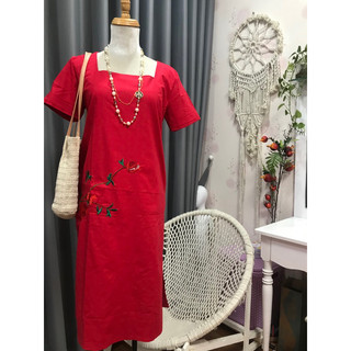váy suông linen hoa thêu