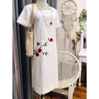 váy suông linen hoa thêu