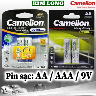 Pin sạc Camelion AA2700mAh,AA2500mAh,AA2300mAh,AAA1100mAh,AAA900mAh,pin sạc 9V 200mAh,1.2V/9V,Pin chính hãng Camelion