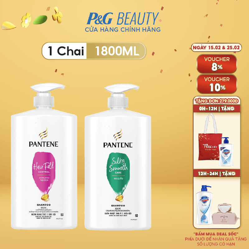 Dầu Gội PANTENE Pro V Chai 1800ML Suôn Mượt Óng Ả / Ngăn Rụng Tóc