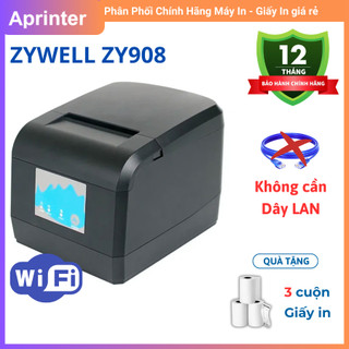 Máy in hóa đơn nhiệt không dây wifi Zywell Zy908 chẳng cần dây Lan