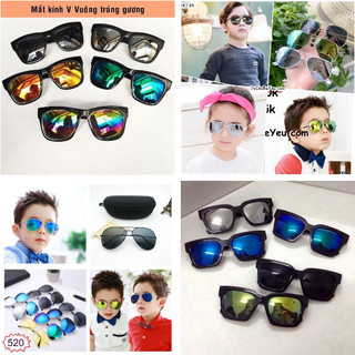 [FREESHIP] MẮT KÍNH CHỮ V VUÔNG TRÁNG GƯƠNG - KÍNH TRẺ EM THỜI TRANG