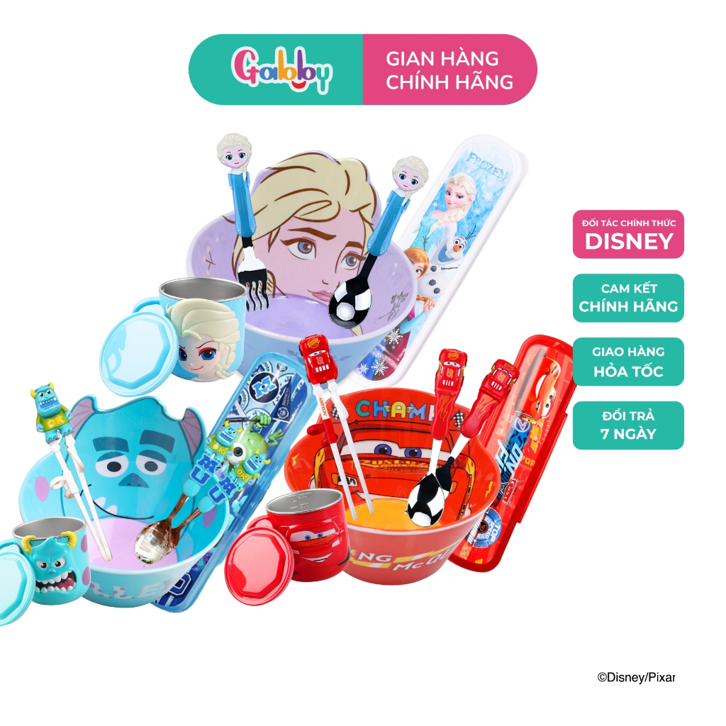 Bộ Tô Ly Muỗng Đũa Nĩa Ăn Dặm Nhựa Melamine Nhân Vật Disney Đáng Yêu Cho Bé (Mickey/McQueen/Elsa/Minnie/Stich)