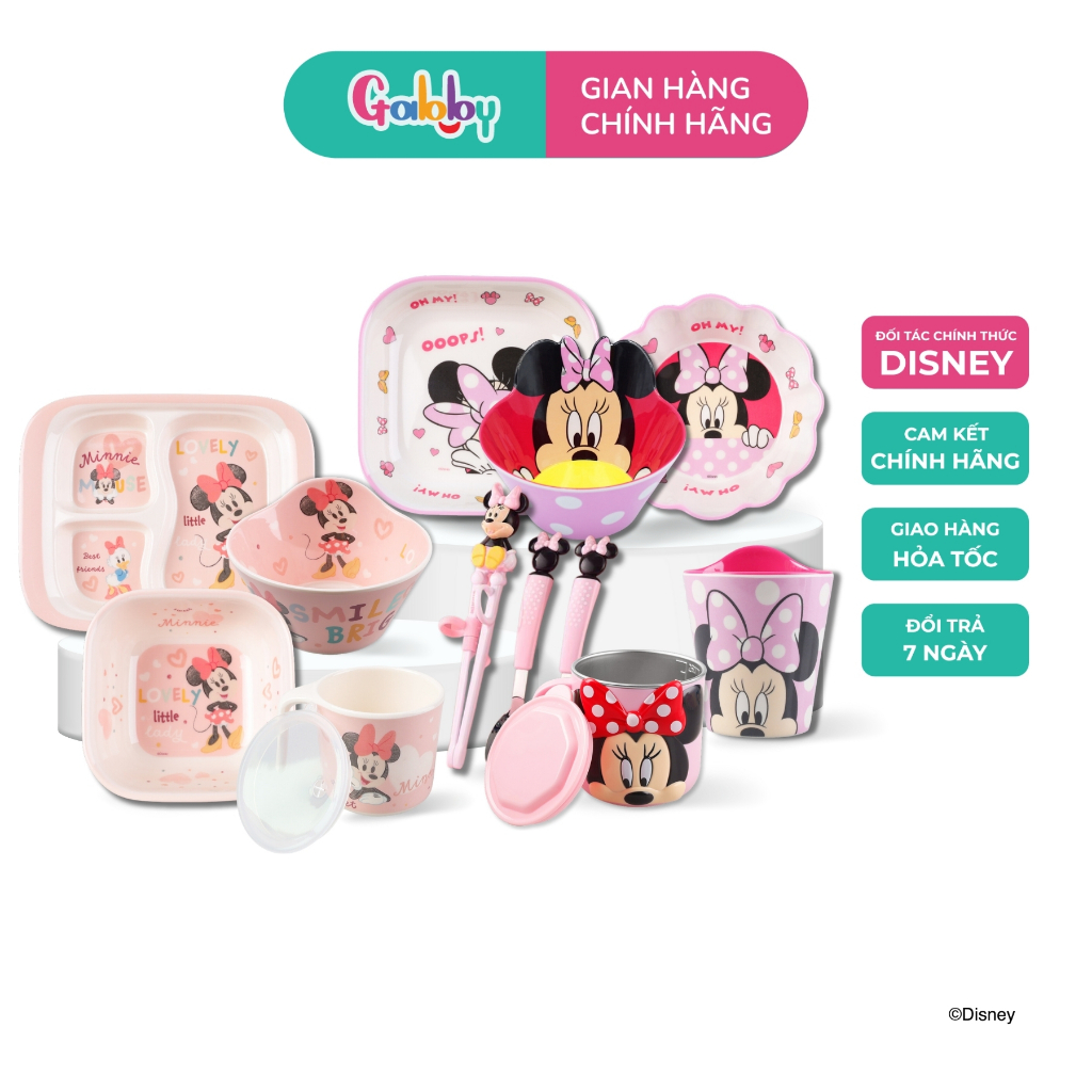 Bộ Đồ Dùng Ăn Uống Melamine Hình Nhân Vật Minnie Đáng Yêu Cho Bé Gái