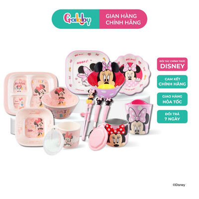 Dụng Cụ Ăn Dặm Gabby Khay, Tô, Ly. Muỗng. Đũa Hình Minnie Đáng Yêu Cho Bé Gái