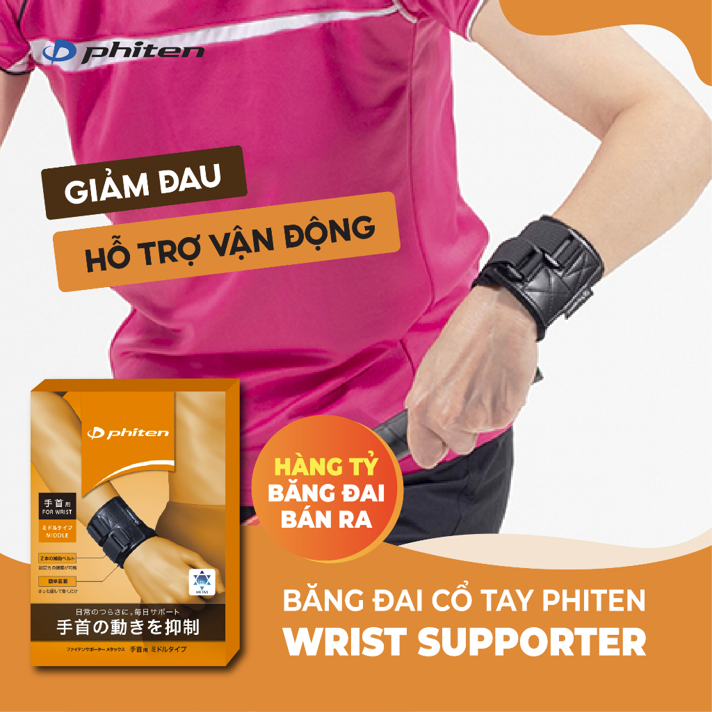 Đai quấn cổ tay loại vừa Phiten Metax wirst middle supporters AP243001