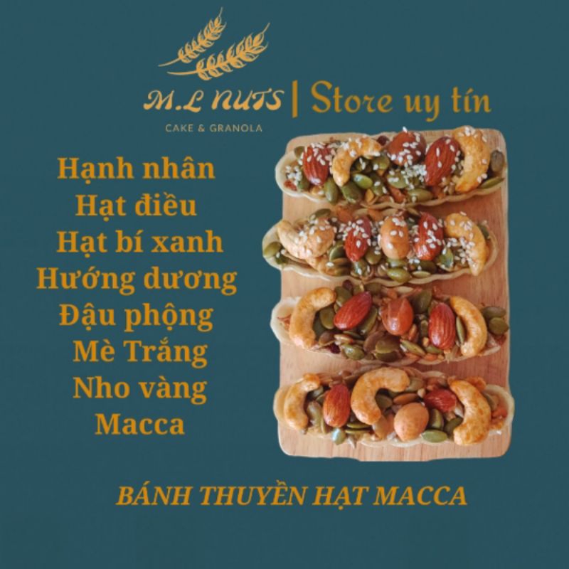 250g Bánh thuyền hạt macca mix hạnh nhân, hạt điều, bí xanh, mè ,bánh hạt ăn kiêng